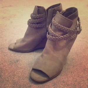 Open toe wedge booties